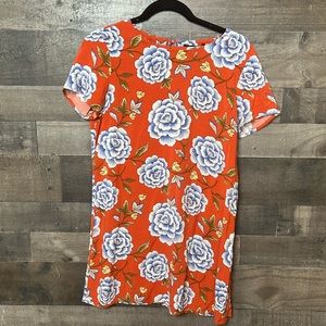 Cute Orange with Blue Floral Forever 21 Dress